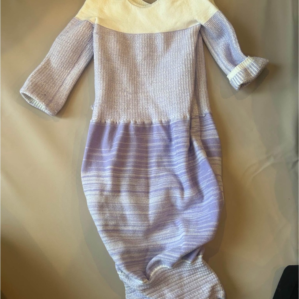 Cozy Lavender and Cream arms out swaddle